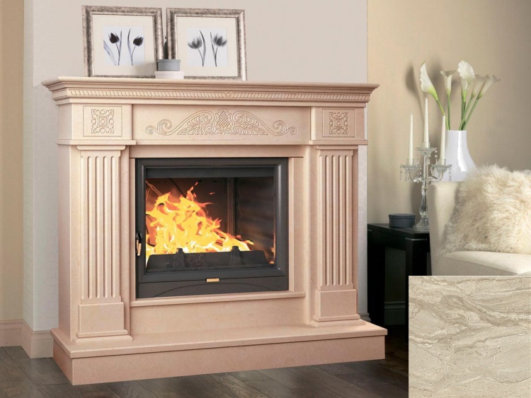 Портал для каміна Bravo Туніс Daino Reale мармур бежевий прямий