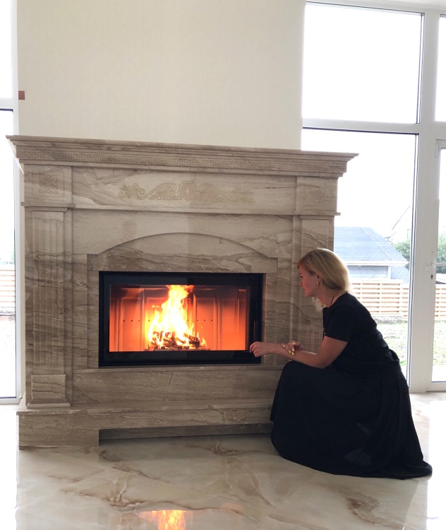 Портал для каміна Bravo Туніс Daino Reale мармур бежевий прямий