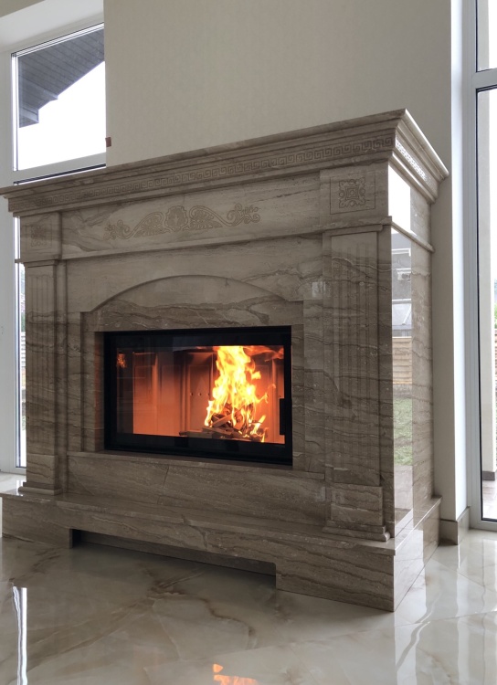 Портал для каміна Bravo Туніс Daino Reale мармур бежевий прямий