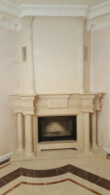 Портал для каміна Bravo Вашингтон Crema Marfil мармур бежевий прямий