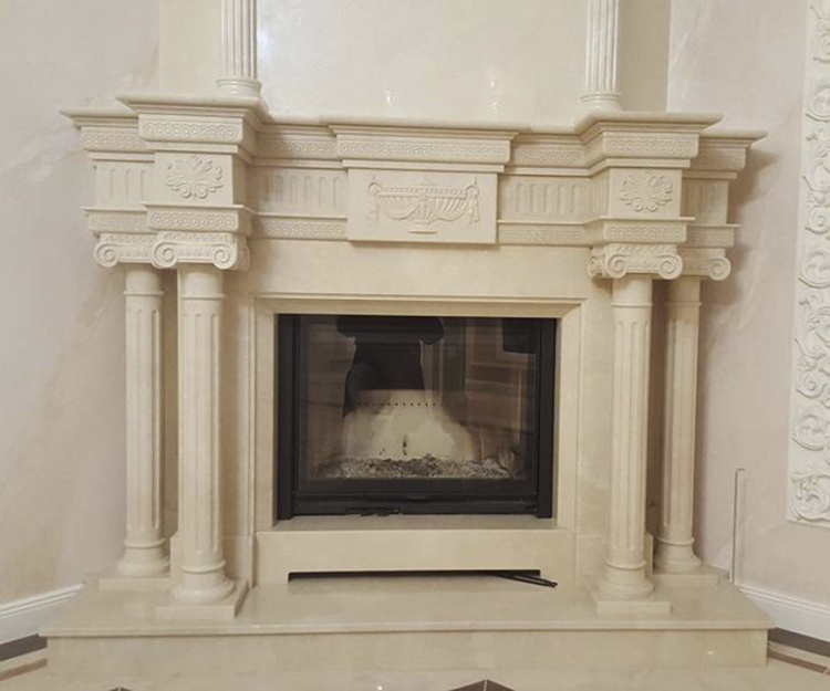 Портал для каміна Bravo Вашингтон Crema Marfil мармур бежевий прямий