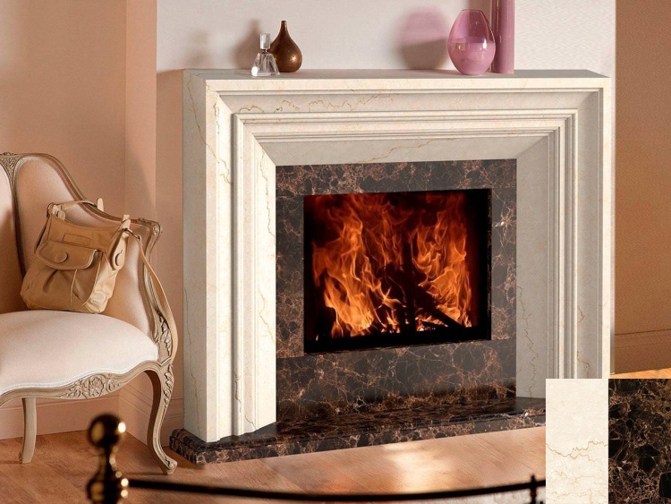 Портал для каміна Bravo Ніцца Botticino + Emperador Dark мармур бежевий/коричневий прямий