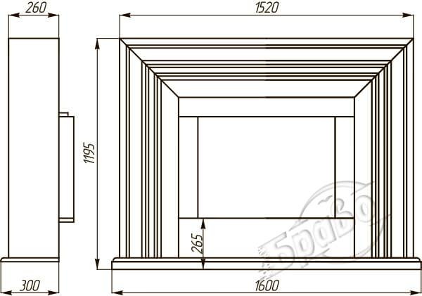 Портал для каміна Bravo Ніцца Botticino + Emperador Dark мармур бежевий/коричневий прямий