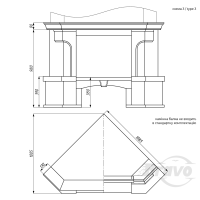 Портал для камина Bravo Сафо Giallo Atlantide + Emperador Dark мрамор бежевый/коричневый угловой n3