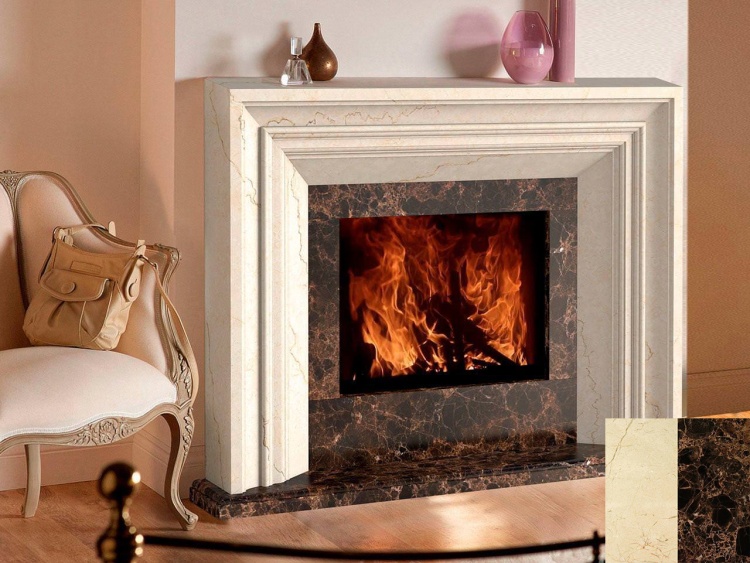 Портал для каміна Bravo Ніцца Crema Marfil + Emperador Dark мармур бежевий/коричневий прямий