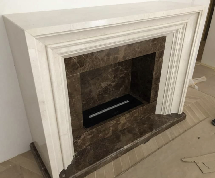 Портал для каміна Bravo Ніцца Crema Marfil + Emperador Dark мармур бежевий/коричневий прямий