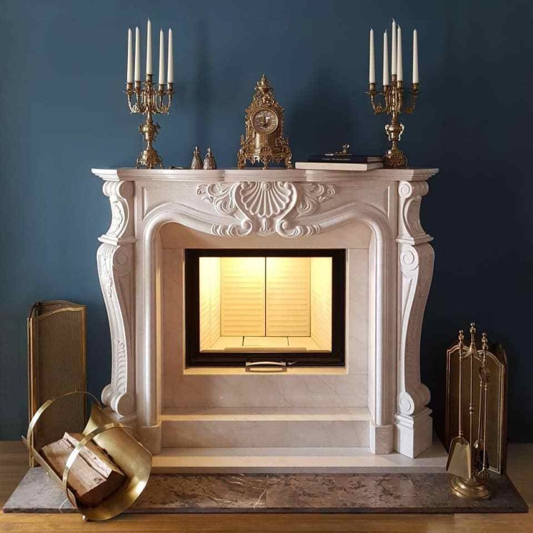 Портал для каміна Bravo Фантазія Crema Marfil мармур бежевий прямий