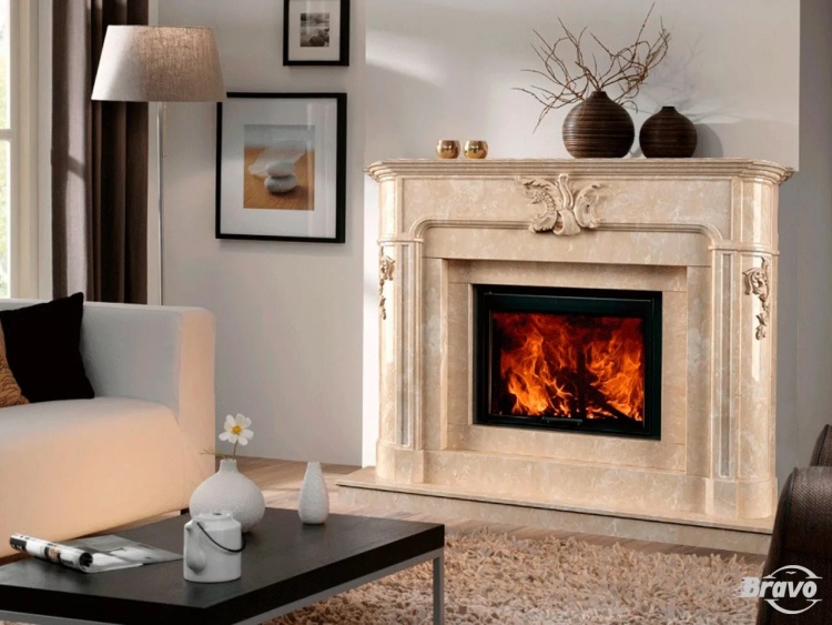 Портал для каміна Bravo Женева Crema Marfil мармур бежевий кутовий