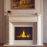 Портал для камина Bravo Севилья Botticino мрамор бежевый угловой