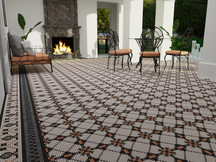 Мозаика из керамогранита Kotto Ceramica MI7 K060709 Lviv Legends угол фриза Sabbia/Noce/Solare/Muschiato