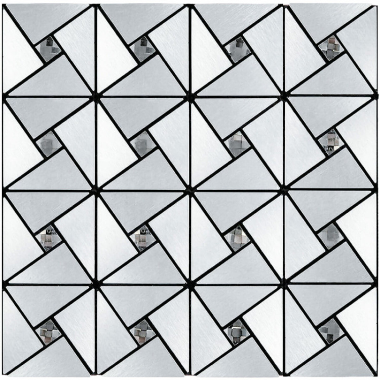 Самоклеюча алюмінієва плитка 300х300х3мм Срібло зі стразами SW-00001325