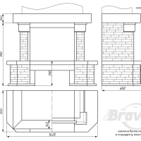 Портал для каміна Bravo Карпати Мармо 2 Crema Marfil мармур + Болгарський сланець бежевий прямий n2