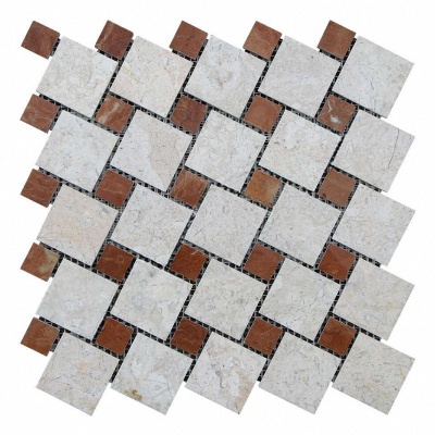 Мозаика из мрамора Полированная МКР-6П (47x47-23x23) Victoria Beige - Rojo Alicante