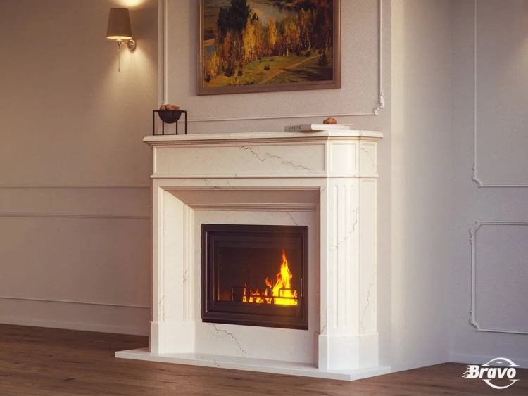 Портал для каміна Bravo Севілья Polaris мармур білий кутовий