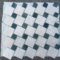 Мозаика из мрамора Полированная МКР-6П (47x47-23x23) Victoria Beige - Verde Guatemala