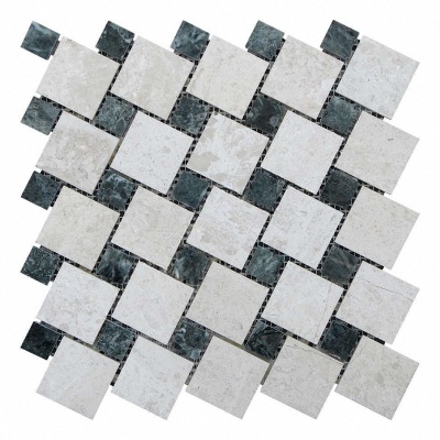 Мозаика из мрамора Полированная МКР-6П (47x47-23x23) Victoria Beige - Verde Guatemala