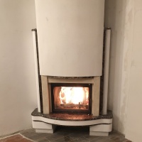 Портал для камина Bravo Стелла Crema Marfil + Emperador Dark мрамор бежевый/коричневый угловой