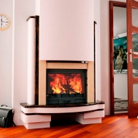 Портал для камина Bravo Стелла Crema Marfil + Emperador Dark мрамор бежевый/коричневый угловой