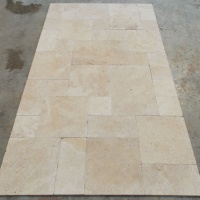Плитка із травертину Light Tumbled 1,2 см x French pattern set, римська кладка бежева зістарена Антик Export