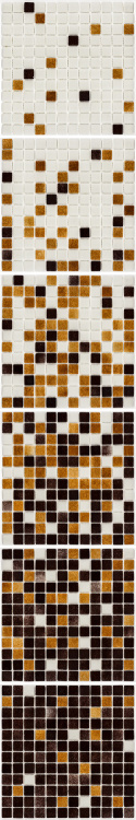 Мозаїка скляна АкваМо MX25-1-01-2-08-15 біло-коричнева розтяжка градієнт 1912x317x4 мм в душеву сауну хамам