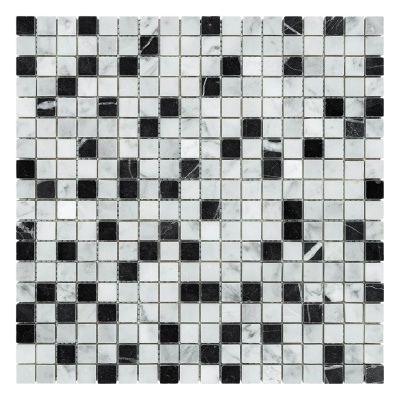Мозаїка Mozaico de Lux C-MOS Bianco Carrara + Nero Marquina Pol