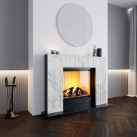 Портал для камина Bravo Даллас Volakas + Nero Marquina мрамор белый/черный прямой