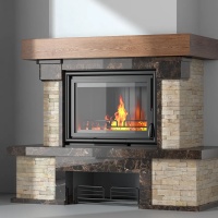 Портал для каміна Bravo Карпати Мармо 2 Emperador Dark мармур + Болгарський сланець коричневий кутовий n4