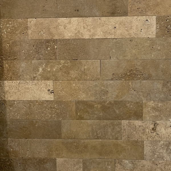 Плитка з травертину Noce Brushed 1х10см х FL (вільна довжина), коричнева брашована Export