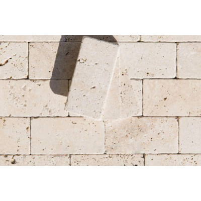 Плитка из травертина Classic Light Tumbled 3,2х10х20 см, брусчатка бежевая состаренная Антик Standart