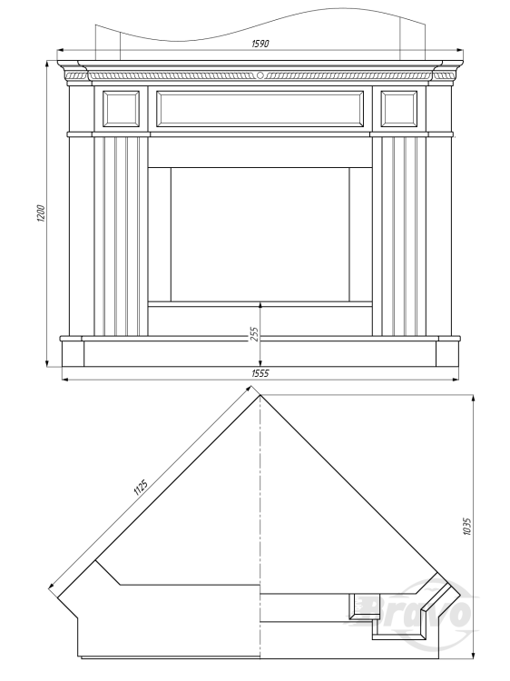 Портал для каміна Bravo Таллінн Crema Marfil мармур бежевий кутовий