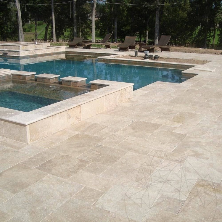 Плитка із травертину Classic Light Tumbled 3,2 см x French pattern set, римська кладка бежева зістарена Антик Standart