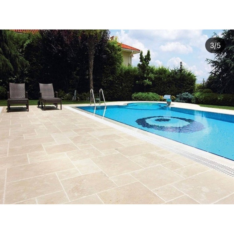 Плитка із травертину Classic Light Tumbled 3,2 см x French pattern set, римська кладка бежева зістарена Антик Standart