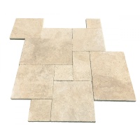 Плитка з травертину Light Brushed 1,2 см x French pattern set, римська кладка бежева брашована Export Плитка з травертину Light Brushed 1,2 см x French pattern set, римська кладка бежева брашована Export