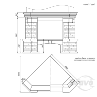 Портал для каміна Bravo Карпати Мармо Crema Marfil мармур + Болгарський сланець бежевий кутовий n3