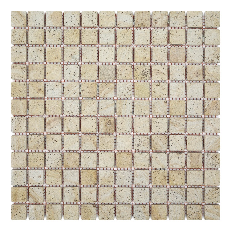 Мозаїка кам'яна KrimArt МКР-2СВ Пісковик Голд бежева 305x305x6 мм для душевої та   зони навколо води інтер'єру