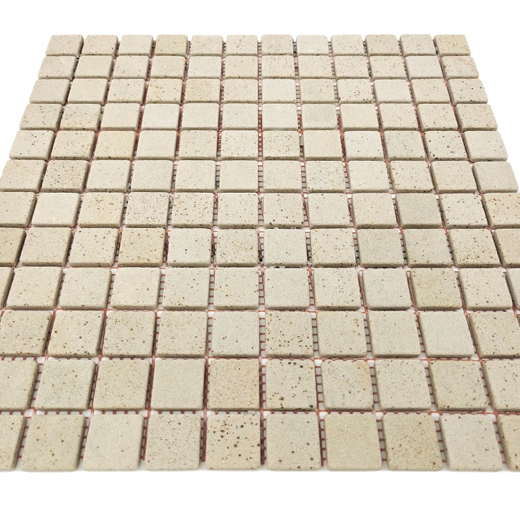 Мозаїка кам'яна KrimArt МКР-2СВ Пісковик Крем бежева 305x305x6 мм для фасаду колон спа забору та терраси