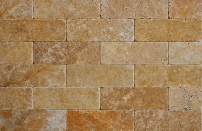 Плитка из травертина YellowTumbled 1х10х30 см, желтая с состаренной поверхностью Антик Export