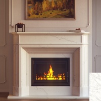 Портал для каміна Bravo Севілья Volakas мармур білий прямий Портал для каміна Bravo Севілья Volakas мармур білий прямий