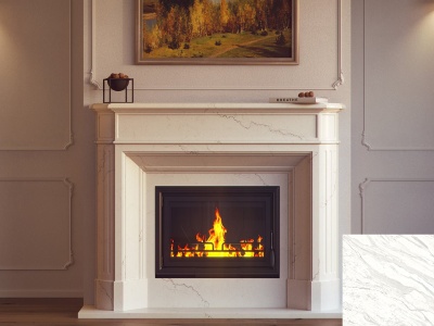Портал для камина Bravo Севилья Volakas мрамор белый прямой