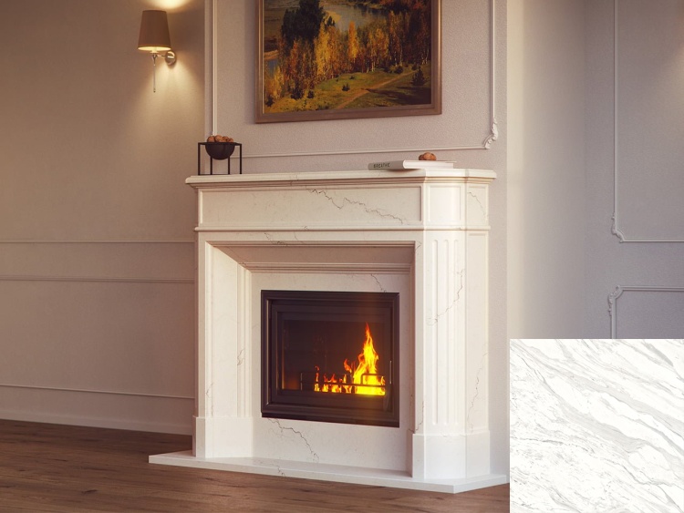Портал для каміна Bravo Севілья Volakas мармур білий прямий