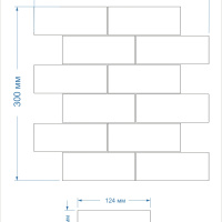 Мозаика керамическая Kotto Ceramica BRICK B 6029 Grey Shedol Light 300x300х9 (48х124) 0,075 м2