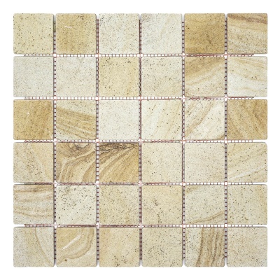 Мозаїка кам'яна KrimArt МКР-3СВ Пісковик Голд бежева 305x305x6 мм для ніши та   арки інтер'єру фасаду колон