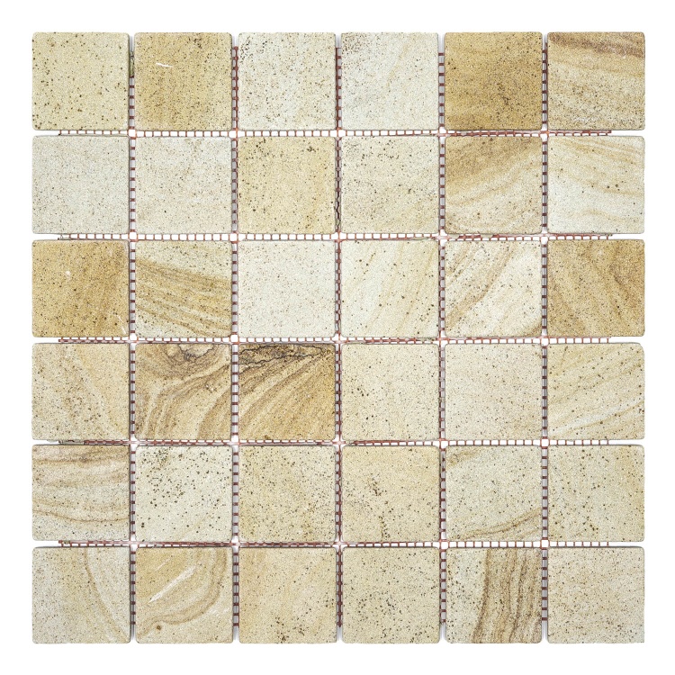 Мозаїка кам'яна KrimArt МКР-3СВ Пісковик Голд бежева 305x305x6 мм для ніши та   арки інтер'єру фасаду колон