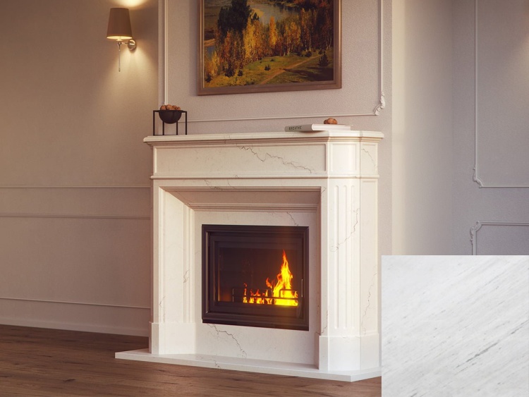 Портал для каміна Bravo Севілья Polaris мармур білий прямий