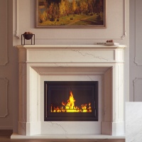 Портал для каміна Bravo Севілья Polaris мармур білий прямий Портал для каміна Bravo Севілья Polaris мармур білий прямий