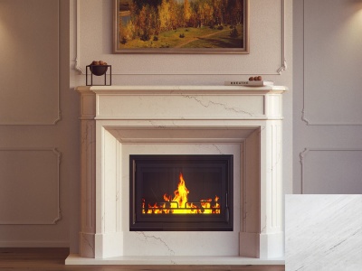 Портал для камина Bravo Севилья Polaris мрамор белый прямой