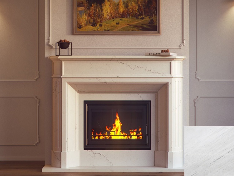 Портал для каміна Bravo Севілья Polaris мармур білий прямий