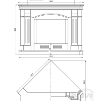 Портал для каміна Bravo Тулуза Botticino + Emperador Dark мармур бежевий/коричневий кутовий