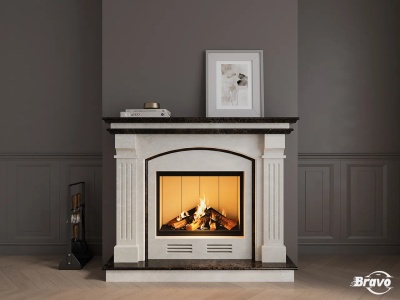 Портал для каміна Bravo Тулуза Botticino + Emperador Dark мармур бежевий/коричневий кутовий