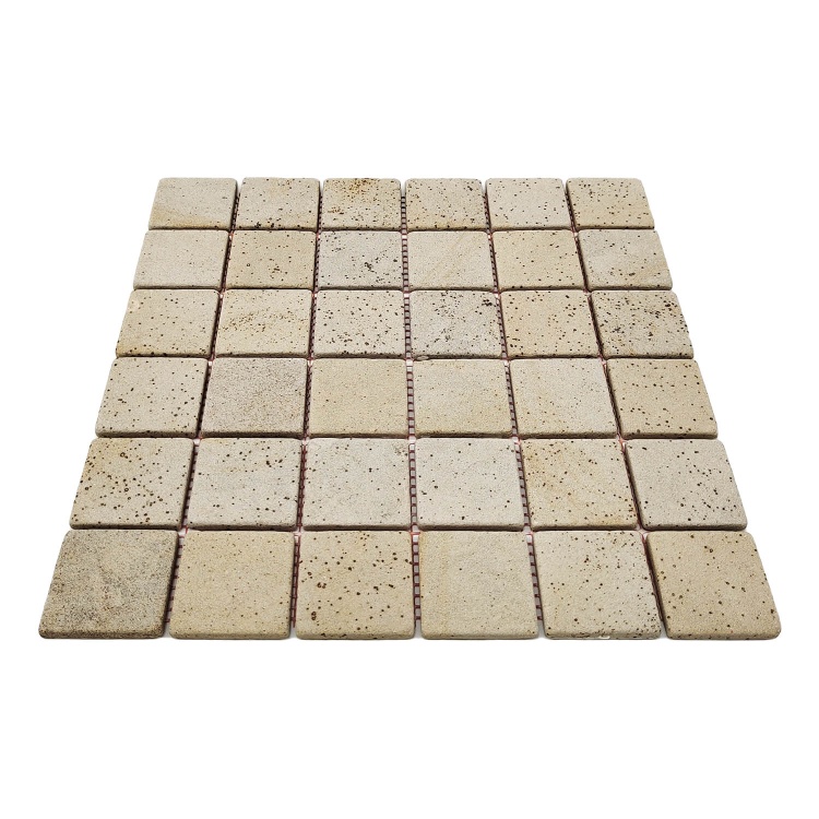 Мозаїка кам'яна KrimArt МКР-3СВ Пісковик Крем бежева 305x305x6 мм для фасаду колон спа забору та терраси